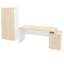 Ver imagem 2 de Conjunto 2 Peças Escritório com Mesa Escrivaninha 3 Gavetas e Armário Alto Dubai Branco