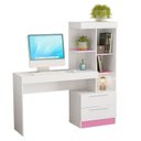 Ver imagem 2 de Escrivaninha Mesa Escritório com Estante Office Nt 2010 2 Gavetas 131,5cm Branco New e Rosa