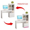 Ver imagem 5 de Escrivaninha Mesa Escritório com Estante Office Nt 2010 2 Gavetas 131,5cm Branco New e Rosa