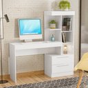 Ver imagem 1 de Escrivaninha Mesa Escritório com Estante Office Nt 2010 2 Gavetas 131,5cm Branco New e Rosa