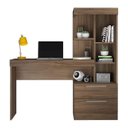 Ver imagem 7 de Escrivaninha Mesa Escritório com Estante Office Nt 2010 2 Gavetas 131,5cm Nogal Trend Marrom