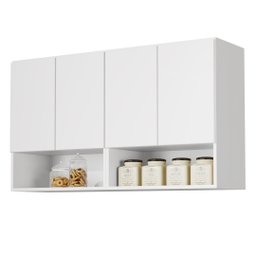 Armario Aéreo Organizador Multiuso Quarto Sala Bela 4 Portas:branco - 1