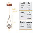 Ver imagem 5 de Lustre Pendente On Drop - Bronze com Globo de Vidro Fumê