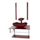 Ver imagem 1 de GABINETE DE VIDRO PARA BANHEIRO 60CM AC CUBA ABAULADA VERMELHO CEREJA FULL COM TORNEIRA CASCATA