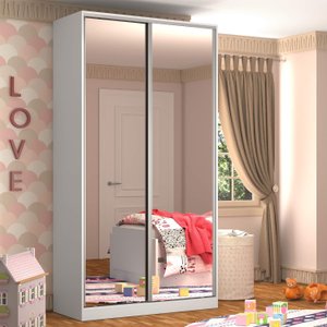 Guarda-Roupa Solteiro 2 Portas com Espelho 3 Gavetas