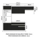 Ver imagem 4 de Armário de Cozinha Completa 270cm Branco/Preto Glamy Madesa 15