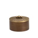 Ver imagem 1 de Pote Decorativo em Madeira com Tampa em Metal Dourado 20cm 22698g Mart