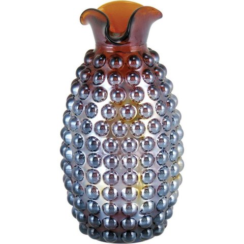Maou Vaso 14x8x8cm Vidro Marrom Lustrado