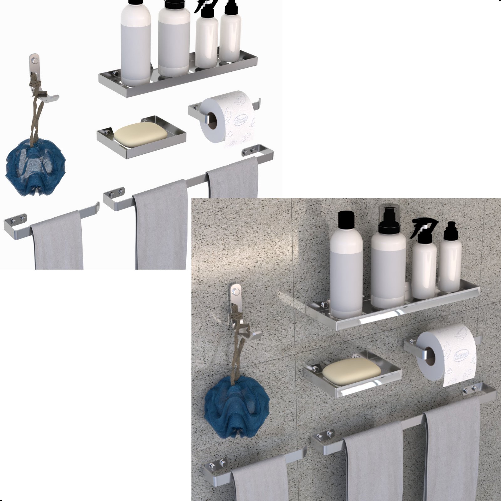 Kit Acessórios Banheiro 6 Peças Luxo Quadrado:cromado - 2