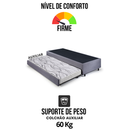 Bicama Box Solteiro Suede 88x188x28 Cm com Colchão Auxiliar Ecoflex - 6