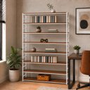 Ver imagem 2 de Estante Multiuso Organizador Livreiro Estilo Industrial 180x110 Branco Imbuia