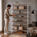 Ver imagem 3 de Estante Multiuso Organizador Livreiro Estilo Industrial 180x110 Branco Imbuia