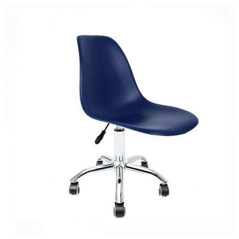Cadeira Eames Azul Bic Giratória em Polipropileno com Base Cromada para Escritório e Home Office