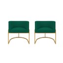 Ver imagem 1 de Kit 2 Poltronas Decorativas Luna Estofada Base Metálica Suede: Suede Verde