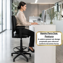 Ver imagem 7 de Cadeira Caixa Executiva Ergonômica Escritorio Apoio Lombar Work NR17 Corino Braços Base Fixa