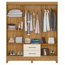 Ver imagem 3 de Guarda Roupa Roupeiro Casal Panama 6 Portas 2 Gavetas Freijo com Off White - Moval