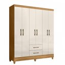 Ver imagem 2 de Guarda Roupa Roupeiro Casal Panama 6 Portas 2 Gavetas Freijo com Off White - Moval