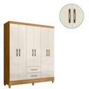 Ver imagem 5 de Guarda Roupa Roupeiro Casal Panama 6 Portas 2 Gavetas Freijo com Off White - Moval
