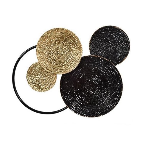 Adorno Decorativo de Parede em Metal Preto com Dourado