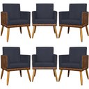 Ver imagem 1 de Kit 6 Poltronas Decorativas para Escritório Lis Corino e Pé 30cm - Preto Suede Corino