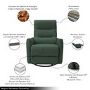 Ver imagem 3 de Poltrona do Papai Reclinável Sala de Estar Plaza Usb e Usb-c Gira Balança Couro Verde G40 - Gran Bel