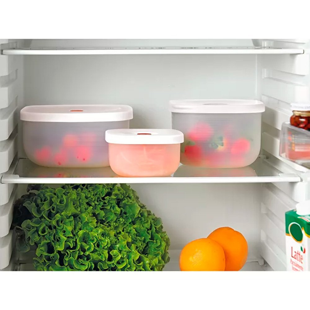 Recipiente Raso a Vácuo com Válvula Freezer Geladeira M 16,3 X 16,3 X H8 Cm - 975 Ml - Saveit - Br G - 3