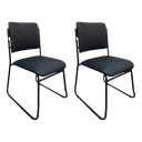 Ver imagem 1 de Kit 2 Cadeiras de Escritório Pé Trapézio Preta 100% Nacional