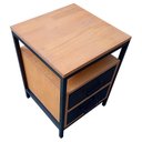 Ver imagem 6 de Mesa de Cabeceira de Madeira e Ferro - com 2 Gavetas e 1 Nicho Vazado - Cores Preto e Canela