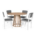 Ver imagem 1 de Mesa de Jantar Redonda Gabi Jade com 4 Cadeiras Estofadas Ella Branco/cinza Escuro