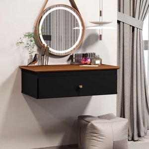 Penteadeira Europa Mesa de Maquiagem Suspensa Preto/freijó