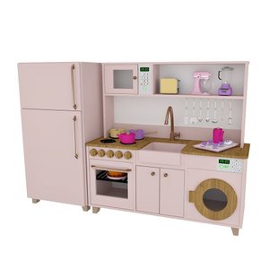 Mini Cozinha Infantil Rosa e Freijó 100% Mdf