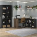 Ver imagem 2 de Mesa Escrivaninha em L Eron e Estante Livreiro 90x187cm Lean A06 Ipê/preto - Mpozenato