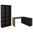 Ver imagem 1 de Mesa Escrivaninha em L Eron e Estante Livreiro 90x187cm Lean A06 Ipê/preto - Mpozenato