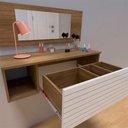 Ver imagem 6 de Penteadeira Suspensa Joy Camarim 1 Gaveta com Espelho MDP MDF Nature Branco