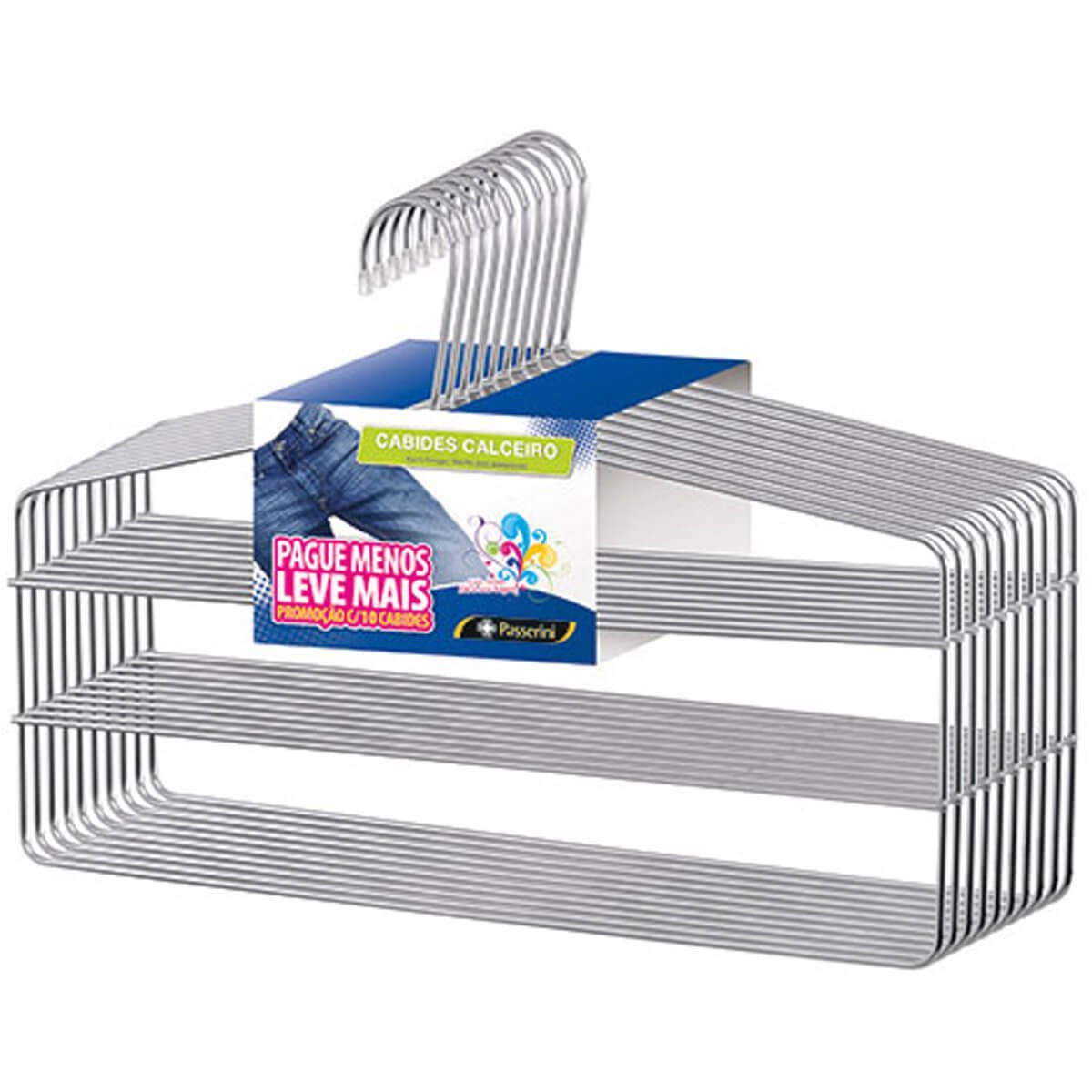 Conjunto 10 Cabides Para 3 Calças cada Cabide Triplo Calceiro Cromado ...