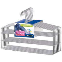 Conjunto 10 Cabides Para 3 Calças cada Cabide Triplo Calceiro Cromado - 3