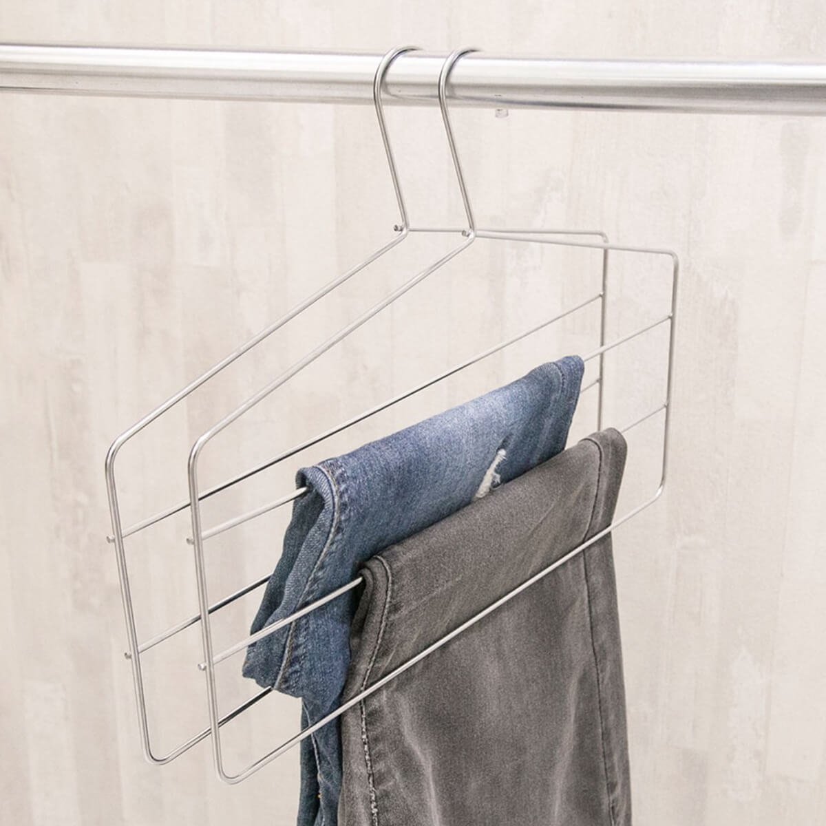 Conjunto 10 Cabides Para 3 Calças cada Cabide Triplo Calceiro Cromado ...
