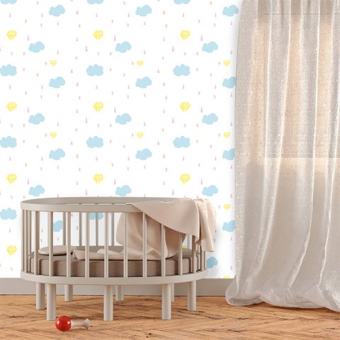 Papel de Parede Infantil - Lua, Sol e Estrelas 9 Arte Destaque 2,50 Metros