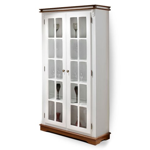 Cristaleira Manchester 2 Portas 4 Prateleiras 2036 Linz Móveis - Branco/imbuia Glazer