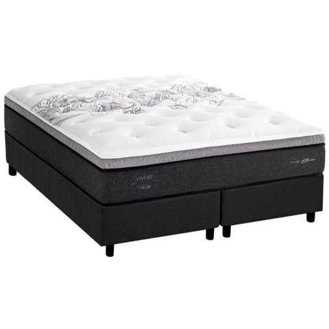 Conjunto Box Base King: Colchão Molas Herval Masterpocket Ensacadas Partenon C1629 Viscogel Pillow