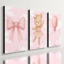 Ver imagem 1 de Kit 3 Quadro Decorativo Quarto Meninas Bebê Infantil Rosa 28x20cm