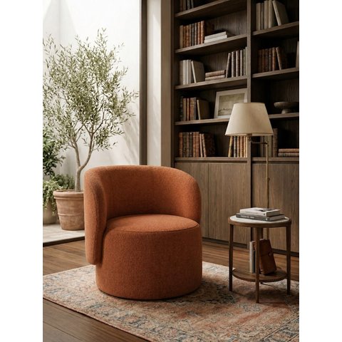 Poltrona Orgânica Alia Sala Recepção Closet Tecido Bluche:Terra Cota