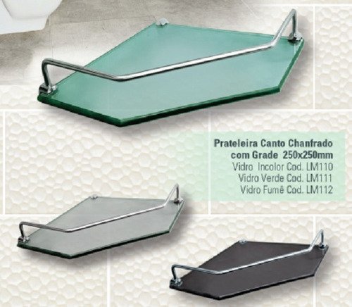 Prateleira Canto Chanfrada C/ Grade 25x25 Cm - 8mm - Verde - 2