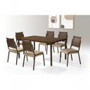 Ver imagem 1 de Conjunto Mesa Jantar + 6 Cadeira Rainha Junco Tampo Tinto Trendi Tubo Chocolate
