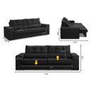 Ver imagem 2 de Sofá Retrátil e Reclinável 3 Lugares 2,50m com Molas Milena Suede Preto Rover & Beato