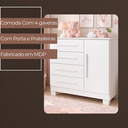 Ver imagem 2 de Cômoda Sapateira Malibú com Pés para Quarto 4 Gavetas e Porta com Prateleira em MDP - Branco