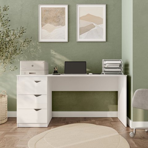 Escrivaninha Mesa Escritório X Porto 3 Gavetas 163cm Branco