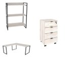 Ver imagem 2 de Kit 3 Peças com Mesa para Escritório em L, Estante e Gaveteiro Espresso Móveis