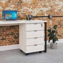 Kit 3 Peças com Mesa para Escritório em L, Estante e Gaveteiro Espresso Móveis - 13