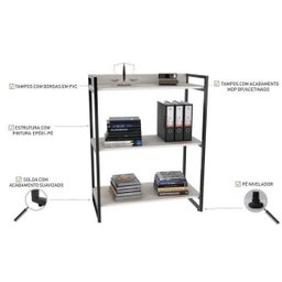 Kit 3 Peças com Mesa para Escritório em L, Estante e Gaveteiro Espresso Móveis - 7